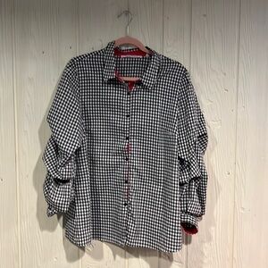 𝅺INSIGHT BLACK AND WHITE CHECKERED BUTTON UP BLOUSE SIZE XL